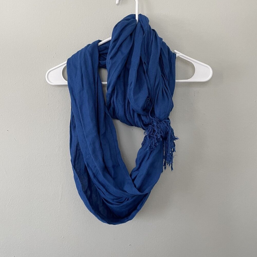 Bright blue soft winter scarf infinity option casual comfortable warm
